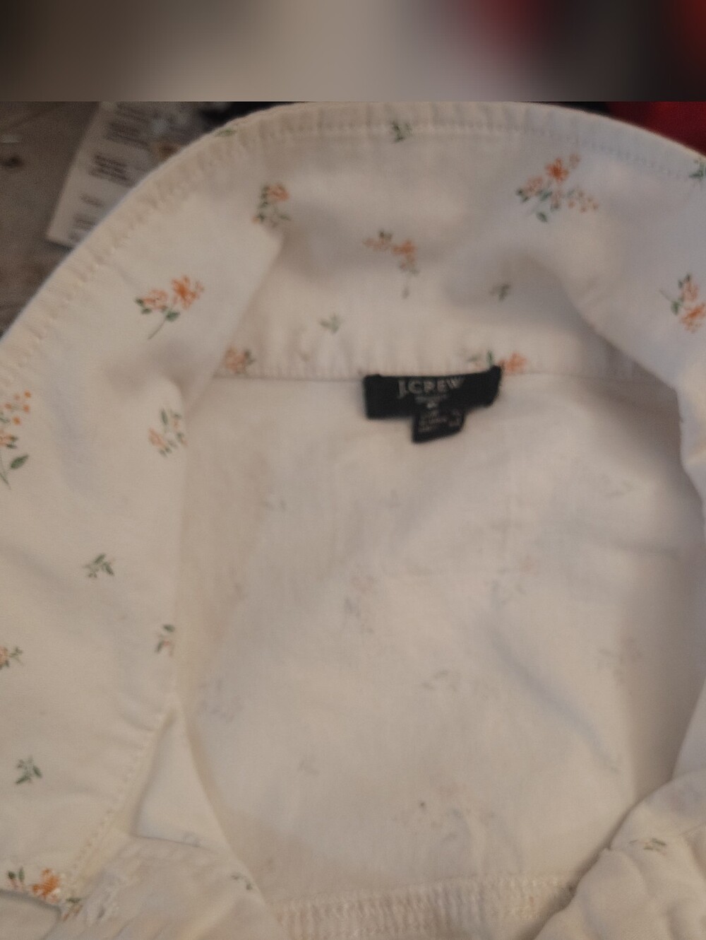 J Crew Romper, Women, Denim White Peach/Green Floral, BttnUp, Collar, Pockets, L - Picture 14 of 14